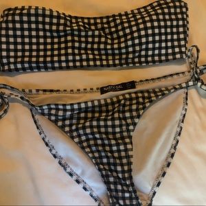 NastyGal Gingham Bandeau Bikini
